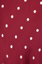 Load image into Gallery viewer, STORIES BE TOLD RARITY WINE CREAM POLKA DOT SATIN TIE WAIST BIAS MAXI SKIRT
