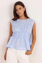 Load image into Gallery viewer, STORIES BE TOLD CONTEXT ICE BLUE LINEN RELAXED SLEEVELESS TOP