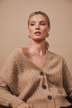 Load image into Gallery viewer, MARLOW COPENHAGEN CABLE KNIT CARDIGAN TAUPE