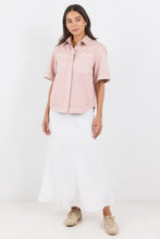 Load image into Gallery viewer, STORIES BE TOLD CRUCIAL PALE PINK DENIM SHORT SLEEVE SHACKET