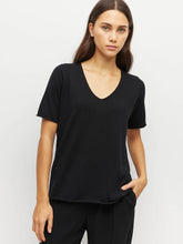 Load image into Gallery viewer, JHL BY JULIETTE HOGAN V NECK CASHMERE TEE BLACK