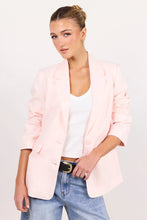 Load image into Gallery viewer, AMONG THE BRAVE DIPLOMA SOFT PINK LINEN TWO BUTTON VENT SLEEVE BLAZER