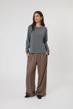 Load image into Gallery viewer, MARLOW UNO STRIPE LS CHARCOAL STRIPE