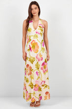 Load image into Gallery viewer, GEORGIA ZOE ESCAPISM PINK FLORAL TIE NECK HALTER MAXI DRESS