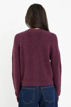 Load image into Gallery viewer, STORIES BE TOLD ESSENCE PLUM V NECK RIB KNIT CARDIGAN