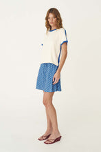 Load image into Gallery viewer, ROWIE FRANNIE SILK MINI SKIRT CORNFLOWER SPOT