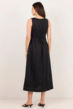 Load image into Gallery viewer, STOREIS BE TOLD FUTURE BLACK LINEN SLEEVELESS MIDI DRESS