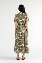 Load image into Gallery viewer, TUESDAY GODET SHIRT DRESS OLIVE PAISLEY