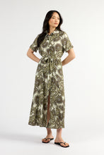 Load image into Gallery viewer, TUESDAY GODET SHIRT DRESS OLIVE PAISLEY