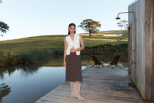 Load image into Gallery viewer, ROWIE FRANNIE SILK MIDI SKIRT CACAO SPOT