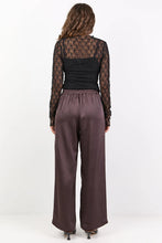 Load image into Gallery viewer, BY ROSA GRANDEUR CHOCOLATE SATIN ELASTIC BACK WIDELEG PANTS