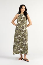 Load image into Gallery viewer, TUESDAY HALTER DRESS OLIVE PAISLEY