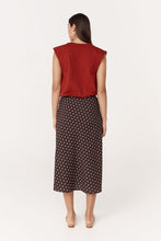 Load image into Gallery viewer, ROWIE FRANNIE SILK MIDI SKIRT CACAO SPOT