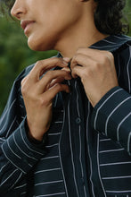 Load image into Gallery viewer, KOWTOW JAMES SHIRT NAVY PINSTRIPE