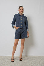 Load image into Gallery viewer, DRICOPER ZOLA INDIGO STRIPE LONG DENIM SHORT