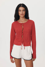 Load image into Gallery viewer, ROWIE MARCIA BOW CARDIGAN APPLE RED