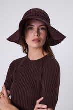 Load image into Gallery viewer, MARLOW MYKONOS WIDE BRIM HAT CHOC