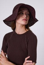Load image into Gallery viewer, MARLOW MYKONOS WIDE BRIM HAT CHOC