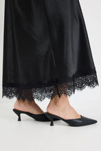 Load image into Gallery viewer, GEORGIA ZOE MARGARITA BLACK SATIN LACE TRIM BIAS MAXI SKIRT