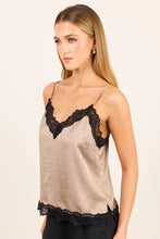 Load image into Gallery viewer, STORIES BE TOLD NOCTURNE TAUPE SATIN LACE TRIM CAMI