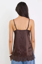 Load image into Gallery viewer, GEORGIA ZOE NOIR CHOCOLATE SATIN LACE TRIM CAMI