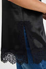 Load image into Gallery viewer, GEORGIA ZOE SATIN LACE TRIM CAMI NOIR BLACK