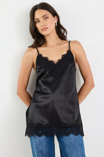 Load image into Gallery viewer, GEORGIA ZOE SATIN LACE TRIM CAMI NOIR BLACK