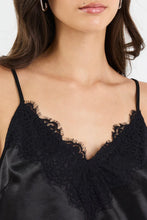 Load image into Gallery viewer, GEORGIA ZOE SATIN LACE TRIM CAMI NOIR BLACK
