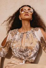 Load image into Gallery viewer, ONCE WAS ANNABELLE COLD SHOULDER BLOUSE GOLDEN MALLOW