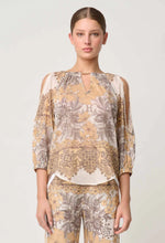 Load image into Gallery viewer, ONCE WAS ANNABELLE COLD SHOULDER BLOUSE GOLDEN MALLOW