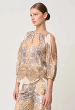 Load image into Gallery viewer, ONCE WAS ANNABELLE COLD SHOULDER BLOUSE GOLDEN MALLOW
