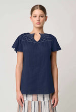 Load image into Gallery viewer, ONCE WAS ST LUCIA FLUTTER SLEEVE TOP INK