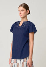 Load image into Gallery viewer, ONCE WAS ST LUCIA FLUTTER SLEEVE TOP INK