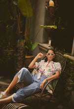 Load image into Gallery viewer, ONCE WAS THALIA LACE SPLICED COTTON SLUB SHIRT PLUME BLOSSOM