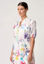 Load image into Gallery viewer, ONCE WAS THALIA LACE SPLICED COTTON SLUB SHIRT PLUME BLOSSOM