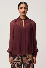 Load image into Gallery viewer, ONCE WAS SIMONA BLOUSE BORDEAUX