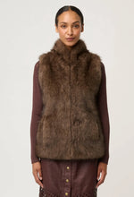 Load image into Gallery viewer, ONCE WAS HAZEL FAUX FUR VEST WALNUT