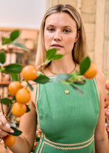 Load image into Gallery viewer, POL MARLIN RAFFIA TRIM DRESS GREEN