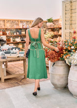 Load image into Gallery viewer, POL MARLIN RAFFIA TRIM DRESS GREEN