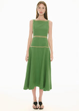 Load image into Gallery viewer, POL MARLIN RAFFIA TRIM DRESS GREEN