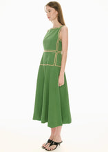 Load image into Gallery viewer, POL MARLIN RAFFIA TRIM DRESS GREEN