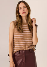 Load image into Gallery viewer, POL CARMEL STRIPED VEST CAMEL/BLUSH