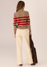 Load image into Gallery viewer, POL MEIRA STRIPE POLO KNIT CEDAR RED
