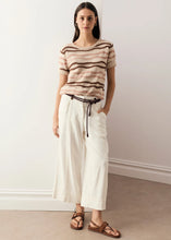 Load image into Gallery viewer, POL LIANA TEE TEXTURED STRIPE PEBBLE/PINK/TOFFEE