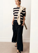 Load image into Gallery viewer, POL DARCEY STRIPE KNIT TOP INK/WHITE/CHOC