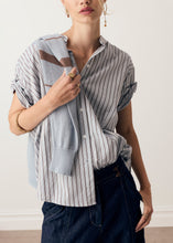 Load image into Gallery viewer, POL BAY SHIRT BLUE/CHOC STRIPE