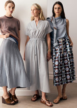 Load image into Gallery viewer, POL BAY DRESS BLUE/CHOC STRIPE