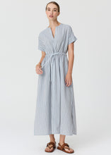 Load image into Gallery viewer, POL BAY DRESS BLUE/CHOC STRIPE