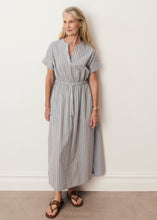 Load image into Gallery viewer, POL BAY DRESS BLUE/CHOC STRIPE
