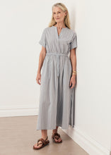 Load image into Gallery viewer, POL BAY DRESS BLUE/CHOC STRIPE